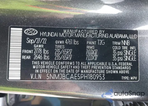 2023 Hyundai Tucson Sel from USA, damaged, VIN 5NMJBCAE5PH180953